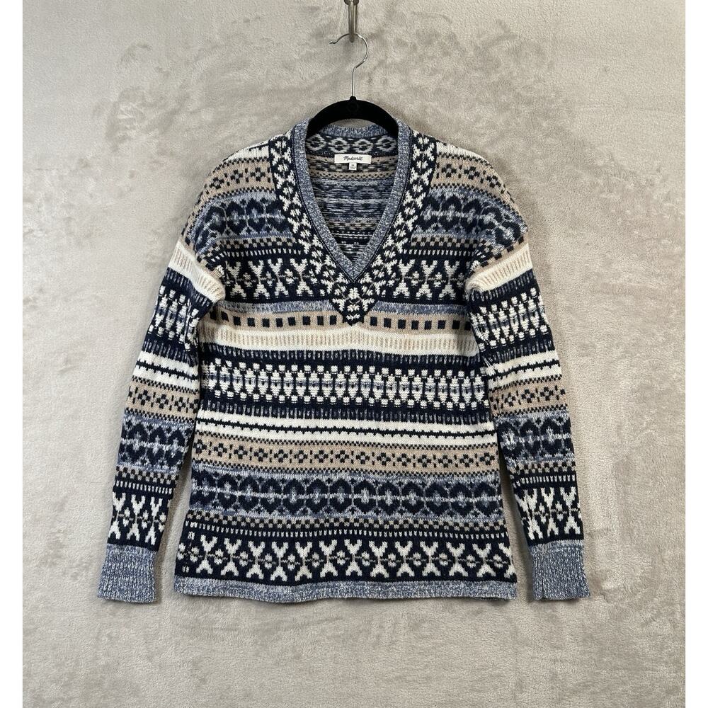 Madewell Wool Forrest Fair Isle Sweater Size XS Après Ski Cabincore Lodge Life